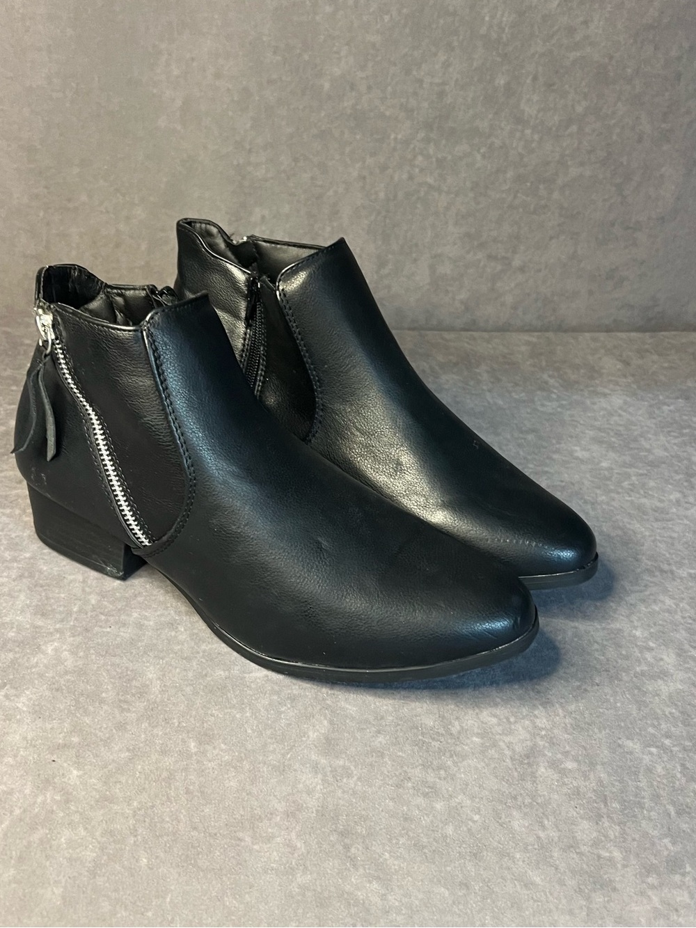 croft & barrow Black Faux-Leather Ankle Booties with Side Zipper
